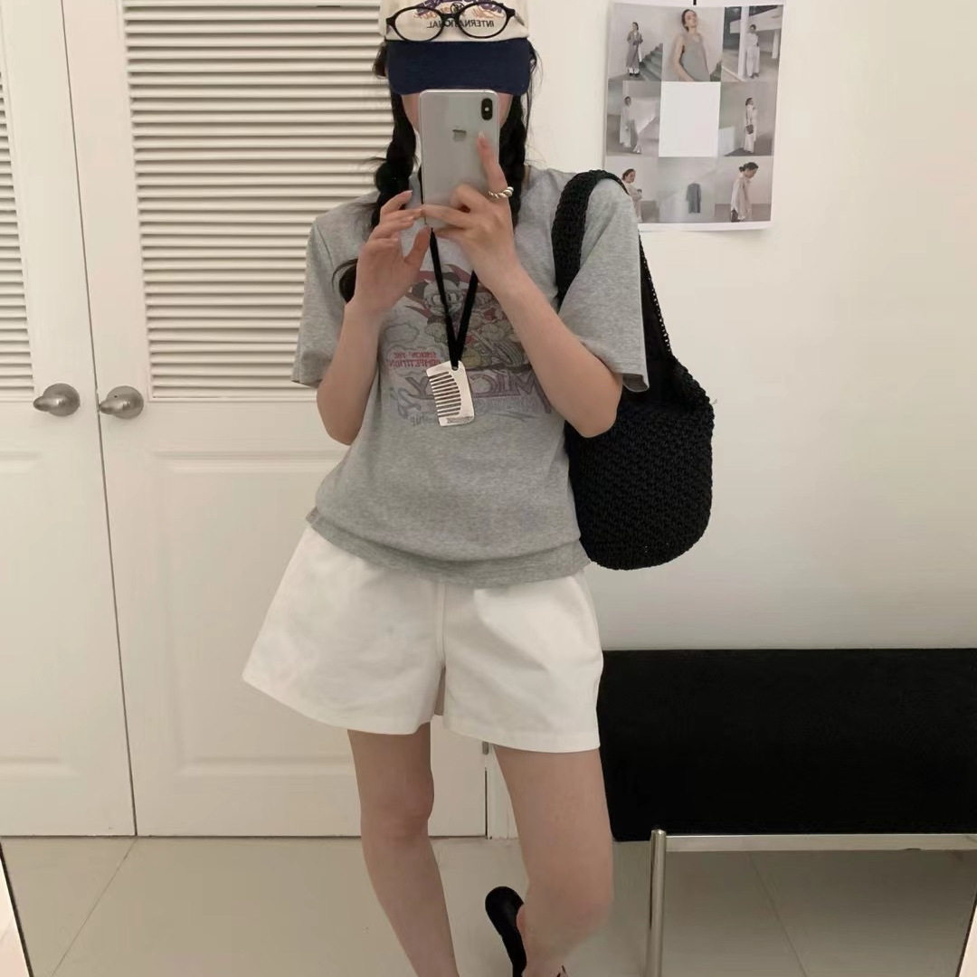 韩系米老鼠卡通印花短袖T恤女2025夏季新款棉质宽松显瘦休闲上衣