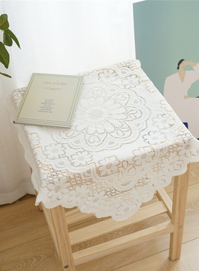 日式白色蕾丝桌布拍照背景布ins风田园风茶几床头柜盖布书桌台布