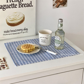 ins格子布艺餐垫简约高颜值餐桌隔热垫桌垫拍照背景道具装 饰餐布