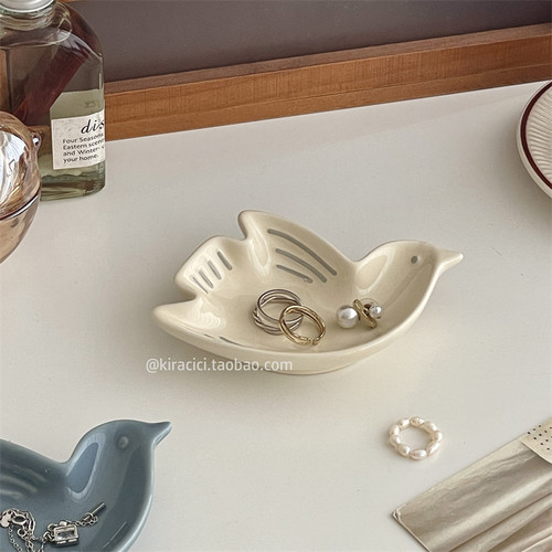 创意精致北欧小鸟陶瓷收纳盘