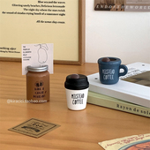 复古木质咖啡杯便签夹小摆件桌面高颜值立式 便条夹卡片夹照片夹