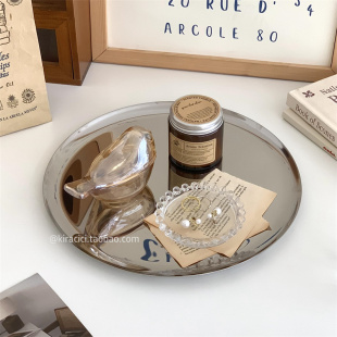 ins风镜面收纳托盘北欧简约不锈钢金属置物盘子香水化妆品收纳盘