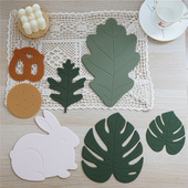 创意龟背竹硅胶防滑杯垫餐垫防烫隔热垫碗盘垫餐桌装 饰水杯垫桌垫