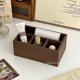 复古木质桌面分格收纳盒杂物化妆品整理置物盒长方形分隔储物盒