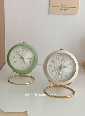 ins北欧简约桌面静音时钟摆件宿舍学生用复古高颜值床头夜光闹钟