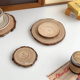 ins松木年轮杯垫隔热垫木质圆形创意香薰蜡烛垫子装 饰拍照道具