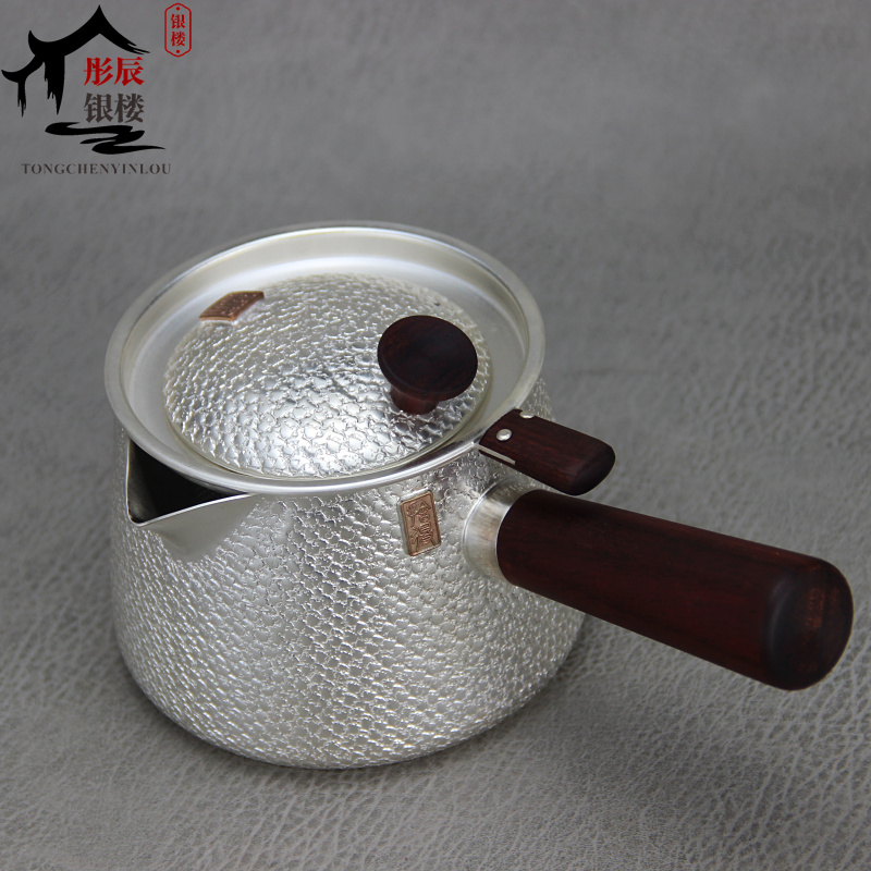 纯银煮茶银壶纯手工侧把壶足银999多功能泡茶壶器茶具公道杯舍得