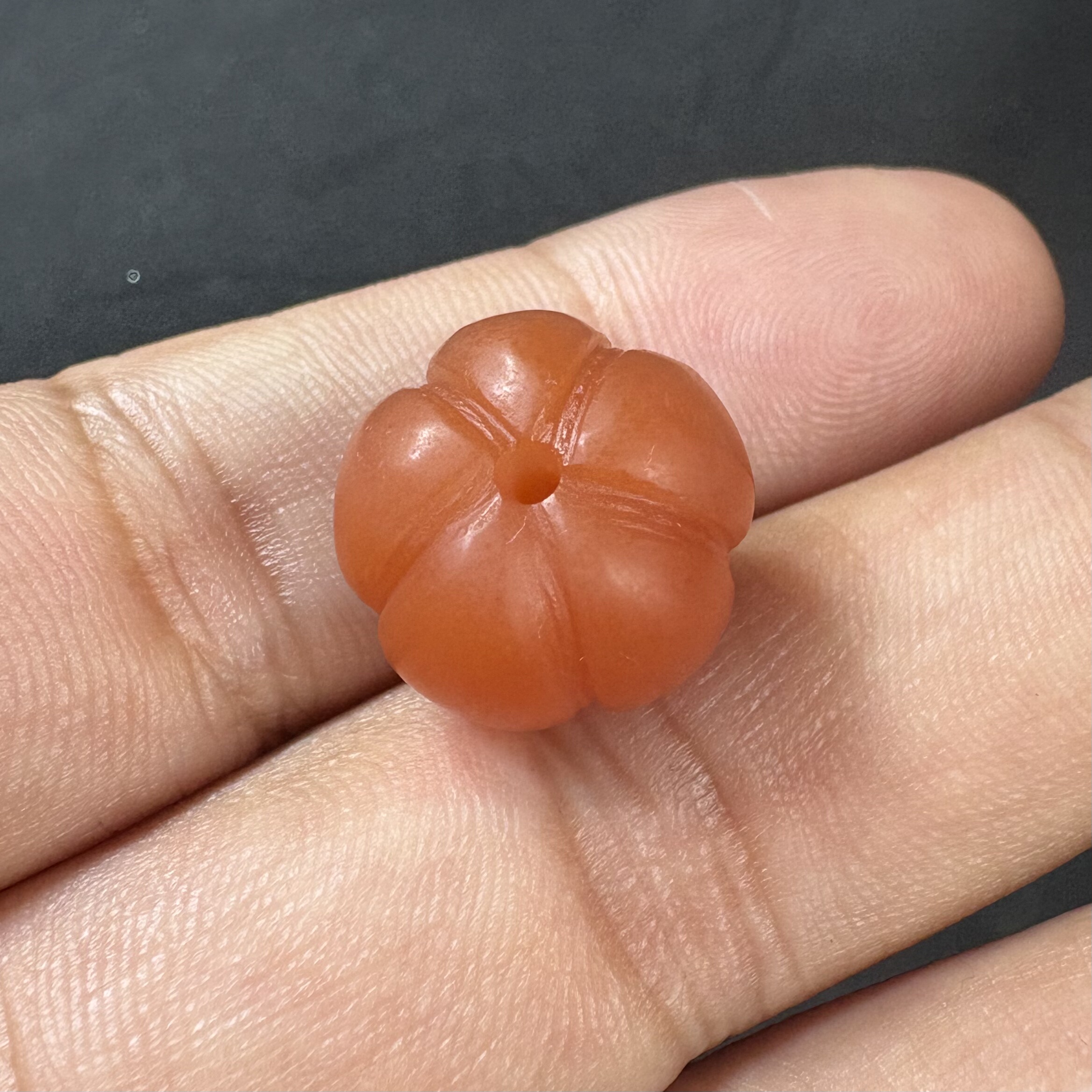 带证书1925保山大水沟料南红玛瑙雕刻南瓜珠满肉柿子红