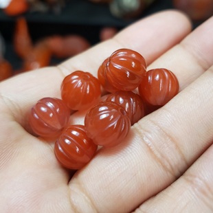 无裂天然原矿保山杨柳南红玛瑙南瓜珠 diy搭配金刚星月菩提 配饰