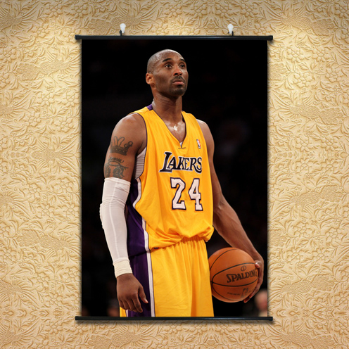 nba湖人队科比单人照艺术篮球场装饰画挂墙卷轴画海报