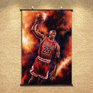 乔丹挂画艺术画篮球场装饰画学生强身健体海报励志贴画挂轴画壁画