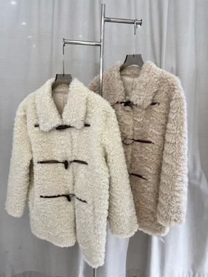 NOHASHTAG 2025新款时尚百搭翻领宽松纯色柔软舒适皮毛外套