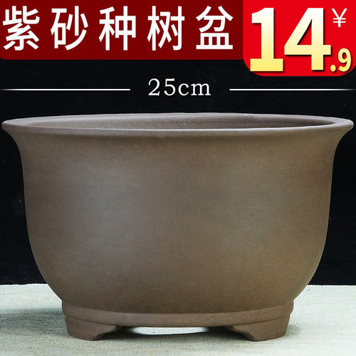 宜兴紫砂兰花盆特价清仓中小号绿植陶瓷盆特大口径老桩种树盆景盆