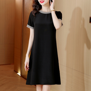 2026声雨竹夏新款时尚桑蚕丝小个子气质小黑裙百搭真丝连衣裙折扣