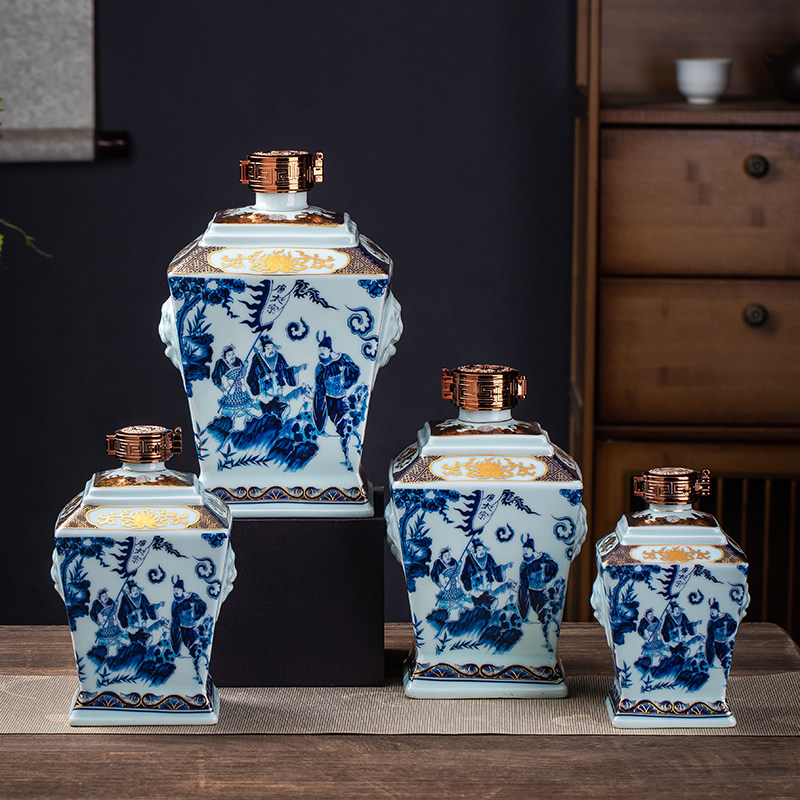 景德镇陶瓷空酒瓶藏酒坛复古四方瓶1斤2斤3斤5斤家用密封酒壶酒罐,餐饮具,家用酒壶,淘宝优惠券,粉丝福利购,淘宝优惠卷