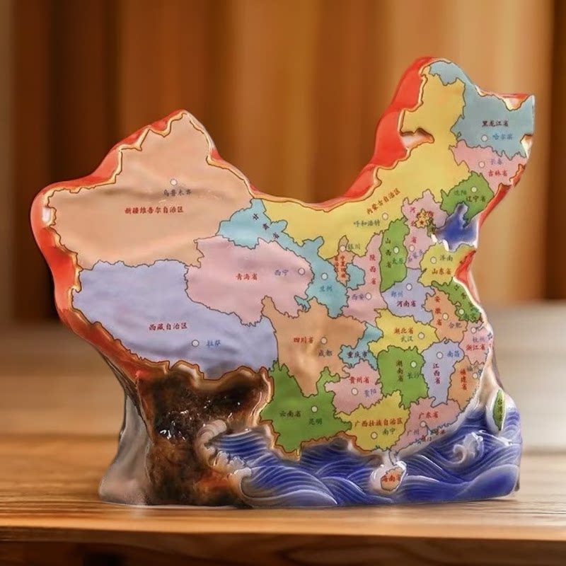 景德镇陶瓷创意空酒瓶中国地图摆件散装密封酒壶5斤装专用存酒具