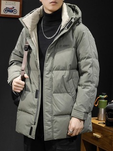 鹅绒新国标羽绒服男冬季连帽2025新款潮牌大码男士保暖外套中长款