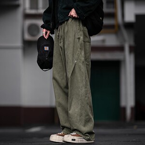 380G春秋重磅水洗做旧工装裤男
