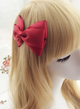 suu蘇手工蝴蝶结发夹甜美发卡新娘韩国发饰元旦头绳发圈 女儿红