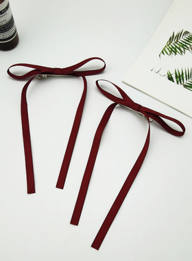 2个装 丝带蝴蝶结发夹编发飘带蓝色甜美少女对夹鸭嘴夹头饰双马尾