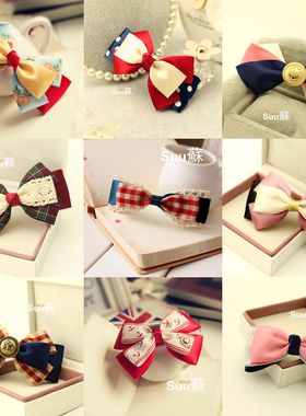 韩国顶夹蝴蝶结发夹 扎马尾的发饰女 小清新头饰diy头花弹簧夹款