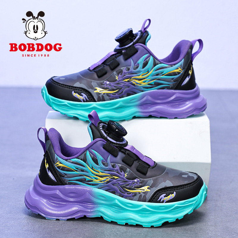 巴布豆皮面运动鞋儿童防水跑步鞋