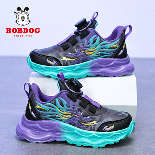 巴布豆童鞋男童鞋子2025春秋款皮面防水儿童运动鞋轻便防滑跑步鞋