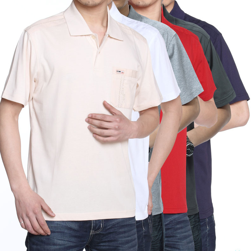 夏天40多几岁男人45爸爸穿的上衣服50体血55t恤有带领子60POLO衫