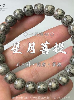 海南石玉料星月菩提子手串阴皮绕指柔单圈男女款盘玩文玩佛珠正品