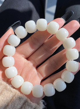 天然白玉菩提根手串高油高密单圈文玩佛珠念珠解压绕指柔男女真品