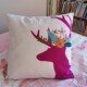 毛绒布北欧彩色鹿头抱枕套双面图案客厅沙发靠垫床头大靠枕腰靠