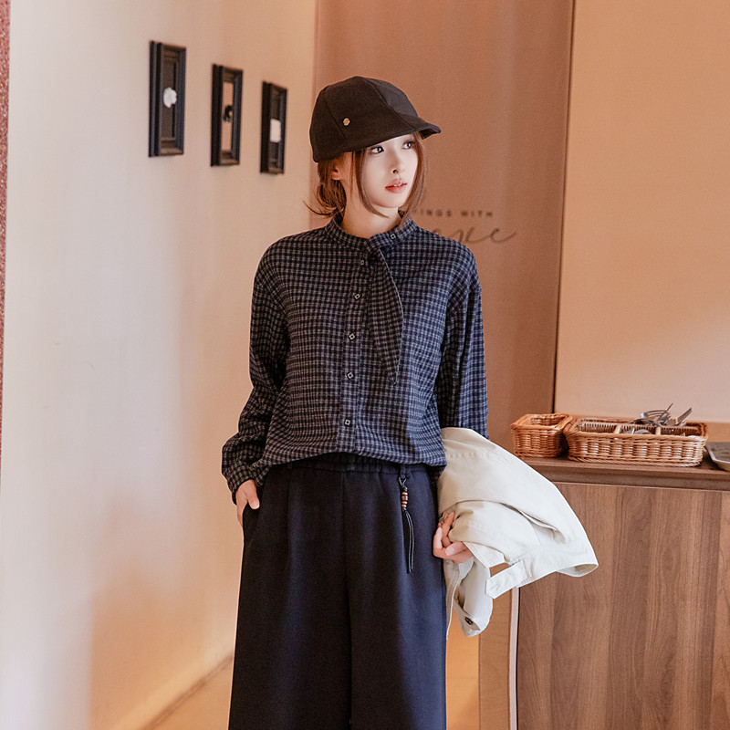 甲乙丙丁格子围巾领内搭外穿衬衣