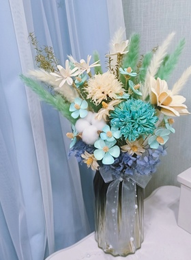 黄色雪松果 开口笑 蝴蝶花紫罗兰干花摆设客厅装饰文艺拍摄道具