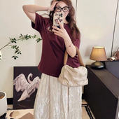 小羊纸袋家180g纯棉龙猫简约刺绣百搭半袖 Yong will春夏短袖 T恤女