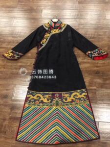 云饰图腾原创设计女装长袍 手工绣斜襟行龙马蹄袖立领百搭女袍子