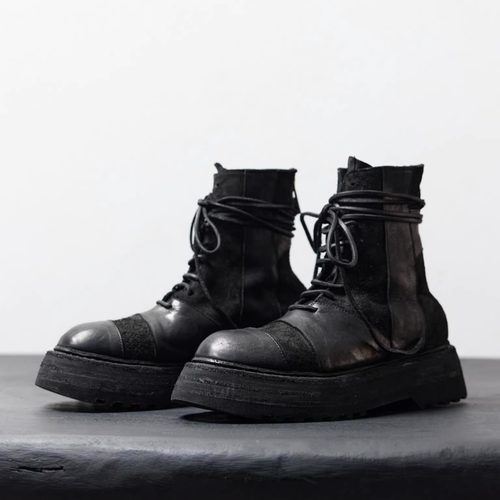 暗黑马丁靴接拼工装靴鬼帝登山靴