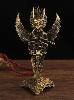 藏传护法大鹏金翅鸟智慧迦楼罗鸟事业琼鸟大鹏鸟金刚杵摆件