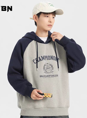 青少年加绒连帽卫衣男童2025秋冬美式潮牌学生重磅奥粒绒套头帽衫