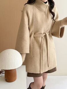 ZY羊绒大衣25秋冬新款双面羊绒大衣女中长款立领腰带显瘦羊毛外套