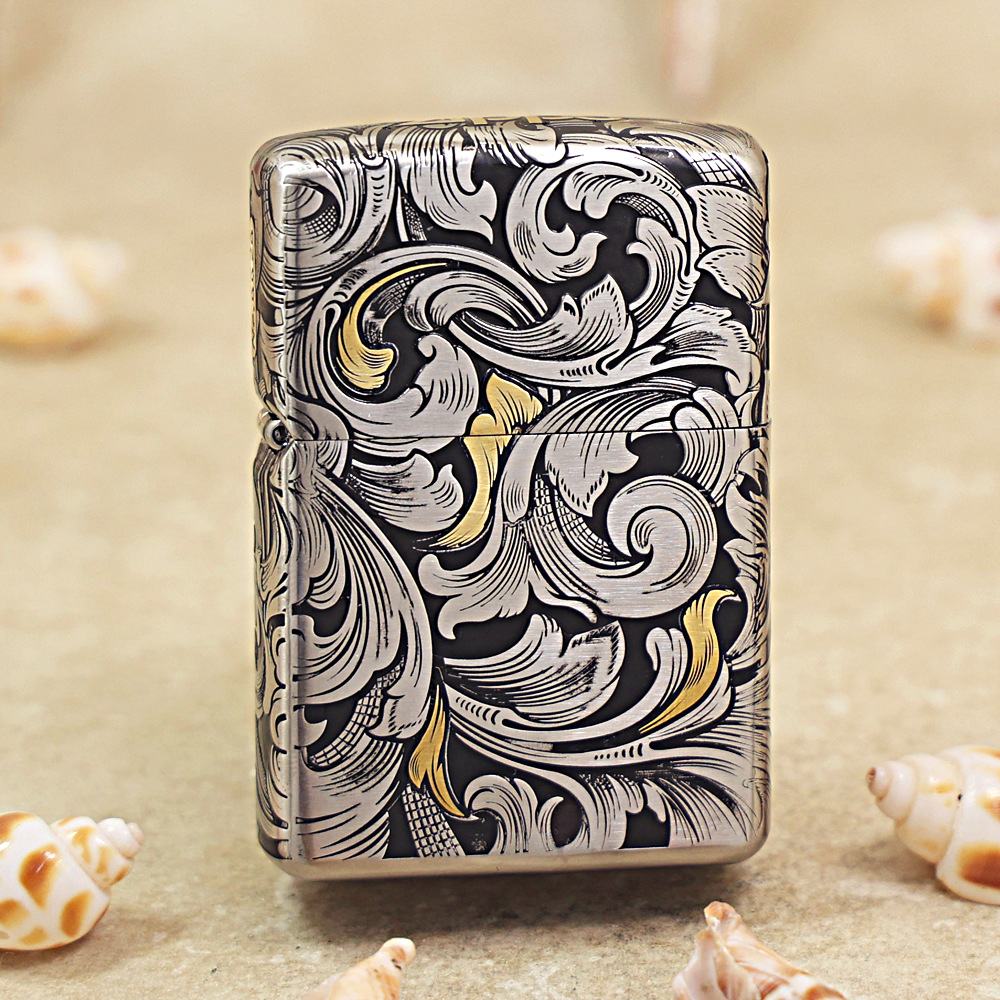 打火机200-DD-000880套壳钢机大唐草花草树木植物系列大包装盒