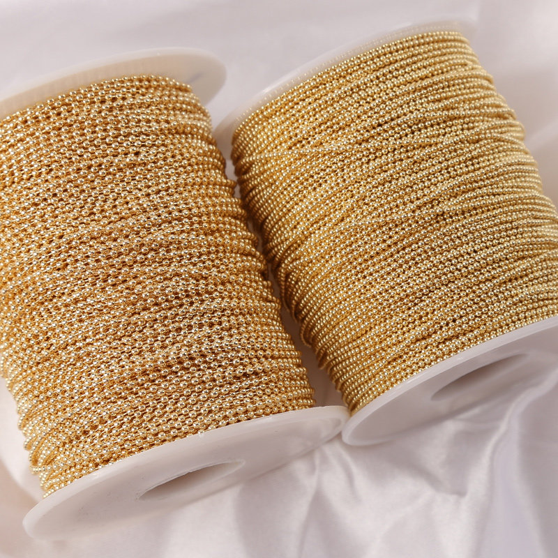 14K PACKED GOLD BEAN CHAIN GOLD BEAD CHAIN BRACELET NECKLACE ACCESSORIES SEMI-FINISHED LOOSE BEAD CHAIN JEWELRY DIY MATERIALS