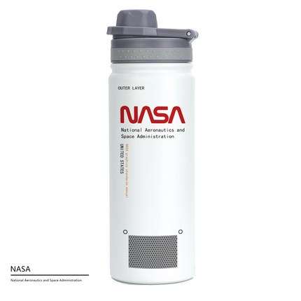 NASA宇航员原创316不锈钢保温杯便携白色简约530ml大容量男女学生