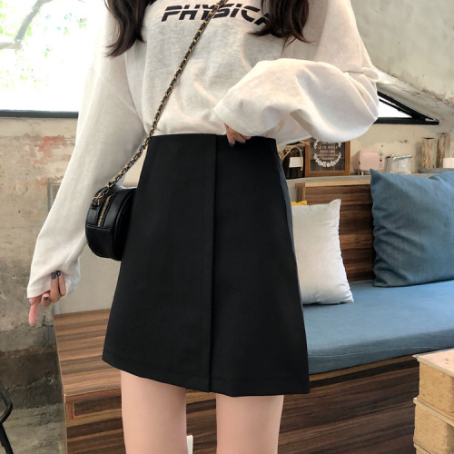 Real price ~ 2021 Korean version high waist slim skirt female A-line skirt black versatile student short skirt female