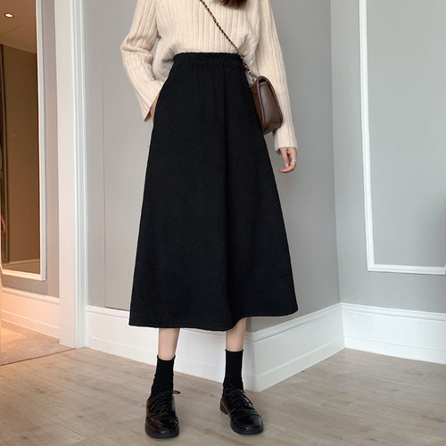 Real price ~ 2021 new Korean style skirt medium length high waist A-line skirt umbrella skirt female