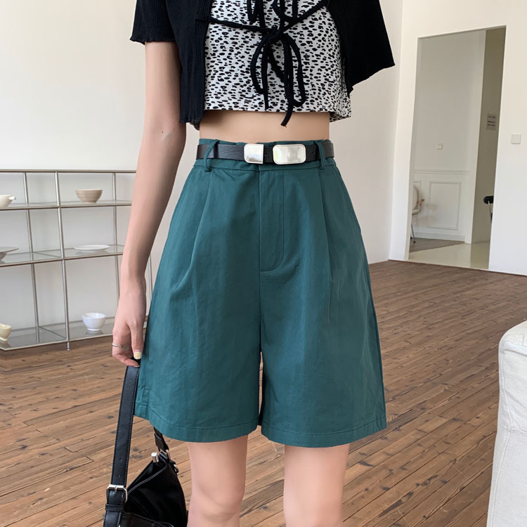 Real price belt ~ summer new Korean high waist slim loose wide leg pants casual pants women's pants
