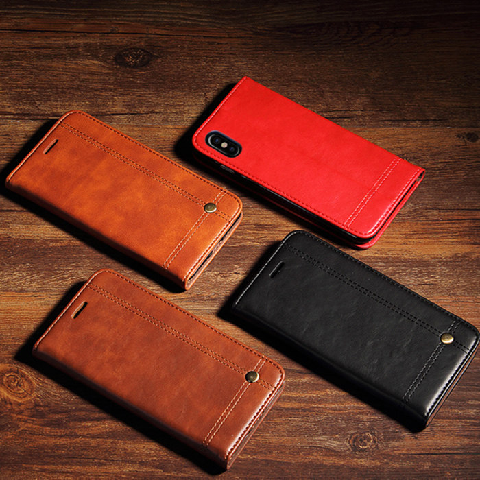 适用iphone xs手机壳xr皮套真皮苹果xs max翻盖式保护套10max外壳全包镜头软边男女士