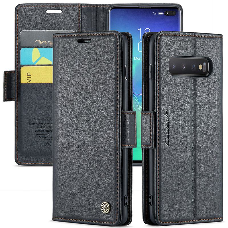 适用三星S10手机壳S10十plus翻盖真皮G9750原装S20/S21/S22/S23ultra保护套FE皮套全包防摔简约外壳磁吸超薄