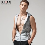 Толстовка с капюшоном без рукавов, спортивный жилет, балахон для спортзала, осенняя футболка, тонкая куртка