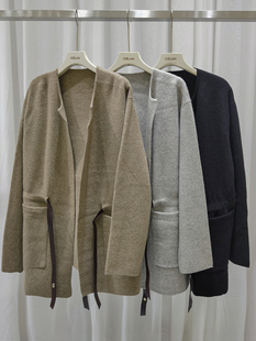 418 纯羊毛腰带口袋毛衣外套QX 反季 特价