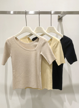 反季特价！！早秋纯羊绒桃心斜领针织衫YL-2257